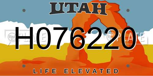 H076220 Utah License Plate