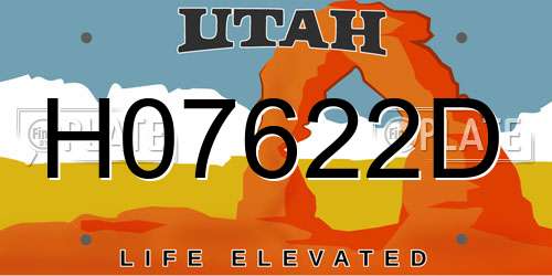 H07622D Utah License Plate