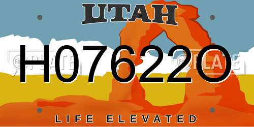 H07622O Utah License Plate