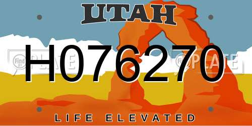 H076270 Utah License Plate