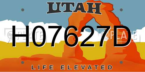 H07627D Utah License Plate