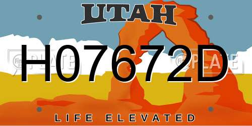 H07672D Utah License Plate