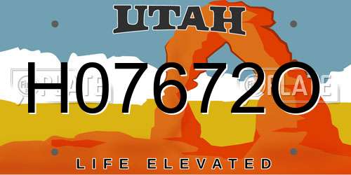 H07672O Utah License Plate