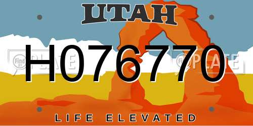 H076770 Utah License Plate