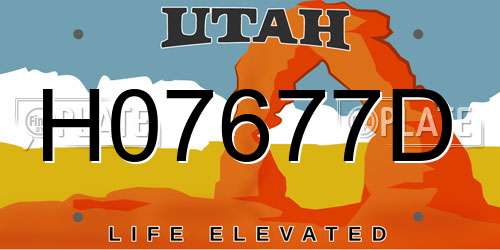 H07677D Utah License Plate