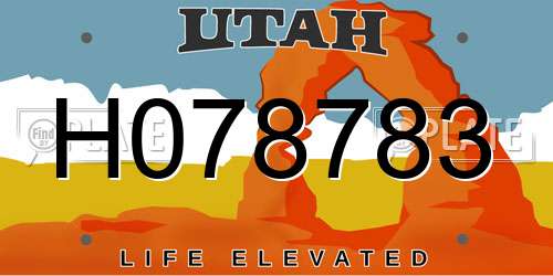 H078783 Utah License Plate