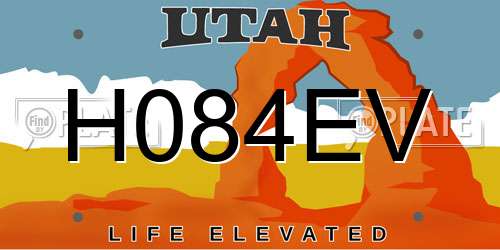 H084EV Utah License Plate