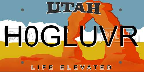 H0GLUVR Utah License Plate