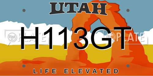 H113GT Utah License Plate