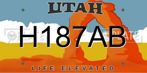 H187AB Utah License Plate