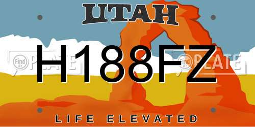 H188FZ Utah License Plate
