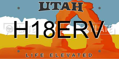H18ERV Utah License Plate