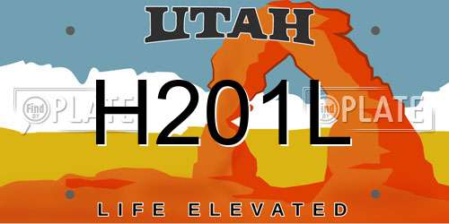 H201L Utah License Plate