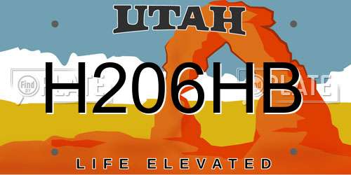H206HB Utah License Plate