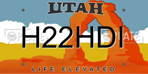 H22HDI Utah License Plate