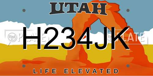 H234JK Utah License Plate