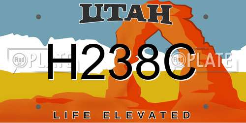 H238C Utah License Plate