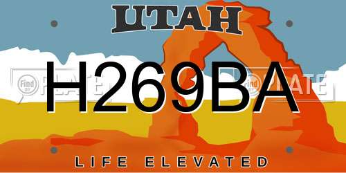 H269BA Utah License Plate