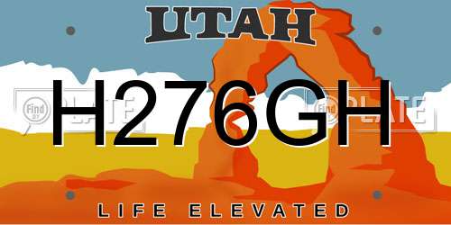 H276GH Utah License Plate