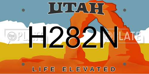 H282N Utah License Plate
