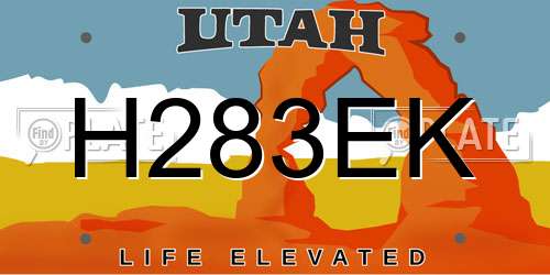 H283EK Utah License Plate