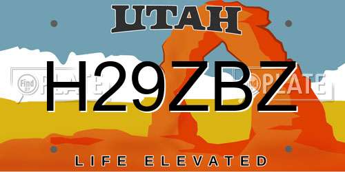 H29ZBZ Utah License Plate