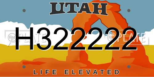 H322222 Utah License Plate