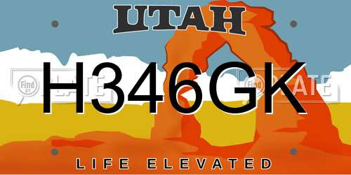 H346GK Utah License Plate