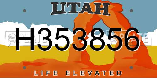 H353856 Utah License Plate