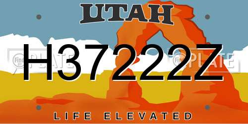 H37222Z Utah License Plate