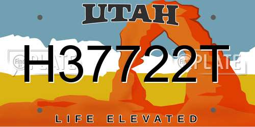 H37722T Utah License Plate