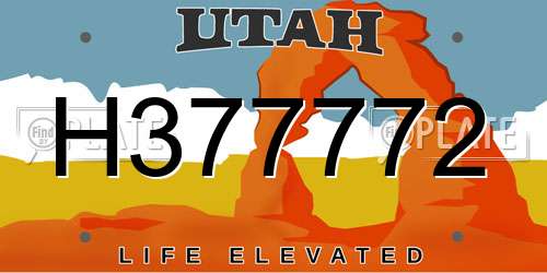 H377772 Utah License Plate