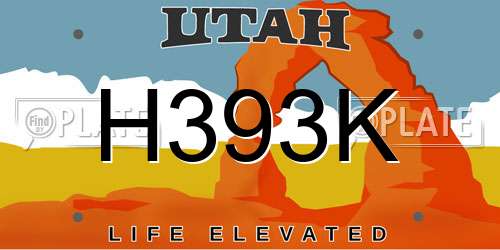 H393K Utah License Plate
