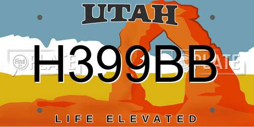 H399BB Utah License Plate