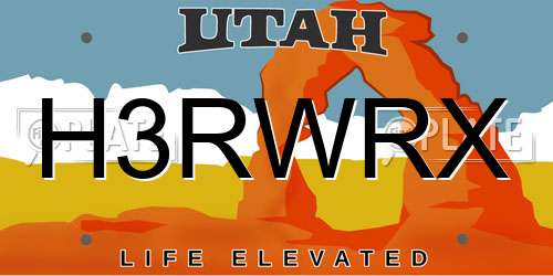 H3RWRX Utah License Plate