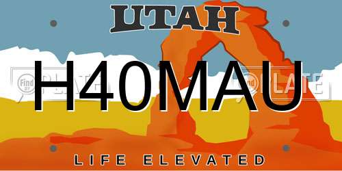 H40MAU Utah License Plate