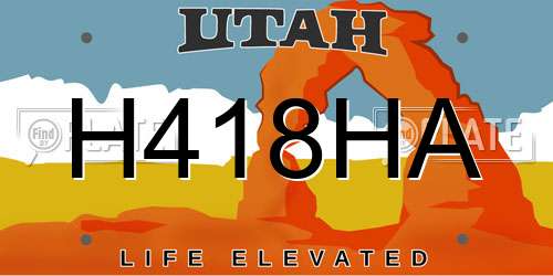 H418HA Utah License Plate