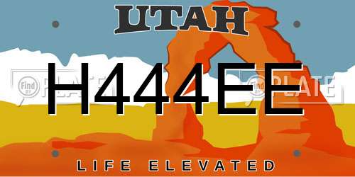 H444EE Utah License Plate