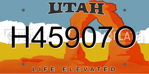 H45907O Utah License Plate