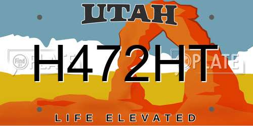 H472HT Utah License Plate
