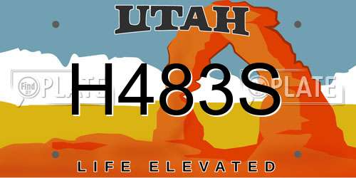 H483S Utah License Plate