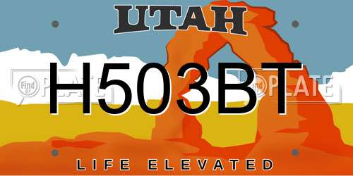 H503BT Utah License Plate