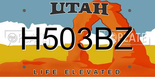 H503BZ Utah License Plate