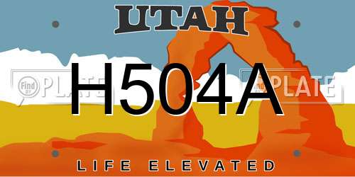 H504A Utah License Plate