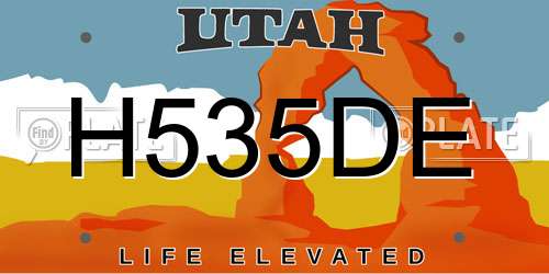 H535DE Utah License Plate