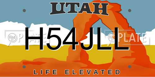 H54JLL Utah License Plate