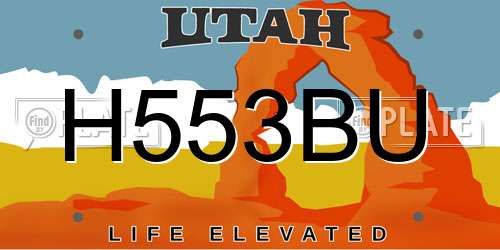 H553BU Utah License Plate