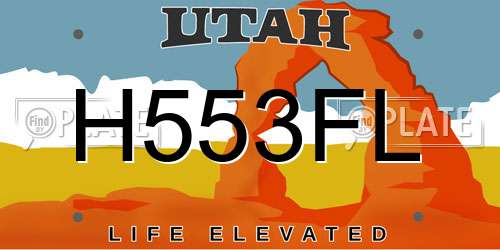 H553FL Utah License Plate
