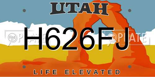 H626FJ Utah License Plate