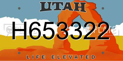 H653322 Utah License Plate